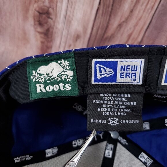 Rare Roots Canada x New Era 59FIFTY depuis 73 Blue Stitched Embroidery Hat 7 1/4 - Picture 13 of 14